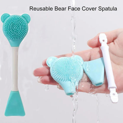 Bear Silicone Double Head Face Mask Brush Facial Exfoliate Cleanser Brush For Blackhead Removal Ski 3