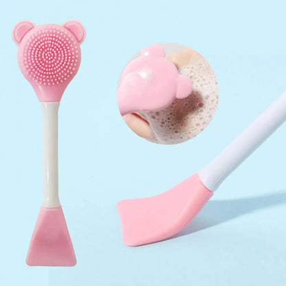 Bear Silicone Double Head Face Mask Brush Facial Exfoliate Cleanser Brush For Blackhead Removal Ski 4
