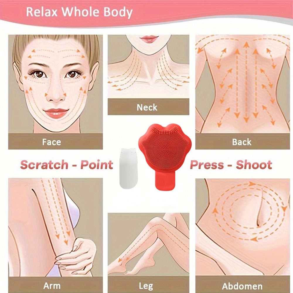 2 in 1 Silicone Facial Cleansing Brush Soft Head, Deep Pore Exfoliation Tool, Gentle Face Cleaner Fragrance Free