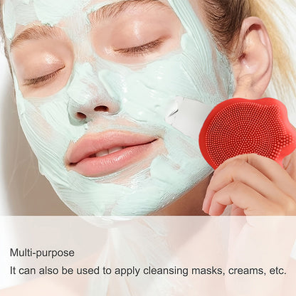 2 in 1 Silicone Facial Cleansing Brush Soft Head, Deep Pore Exfoliation Tool, Gentle Face Cleaner Fragrance Free