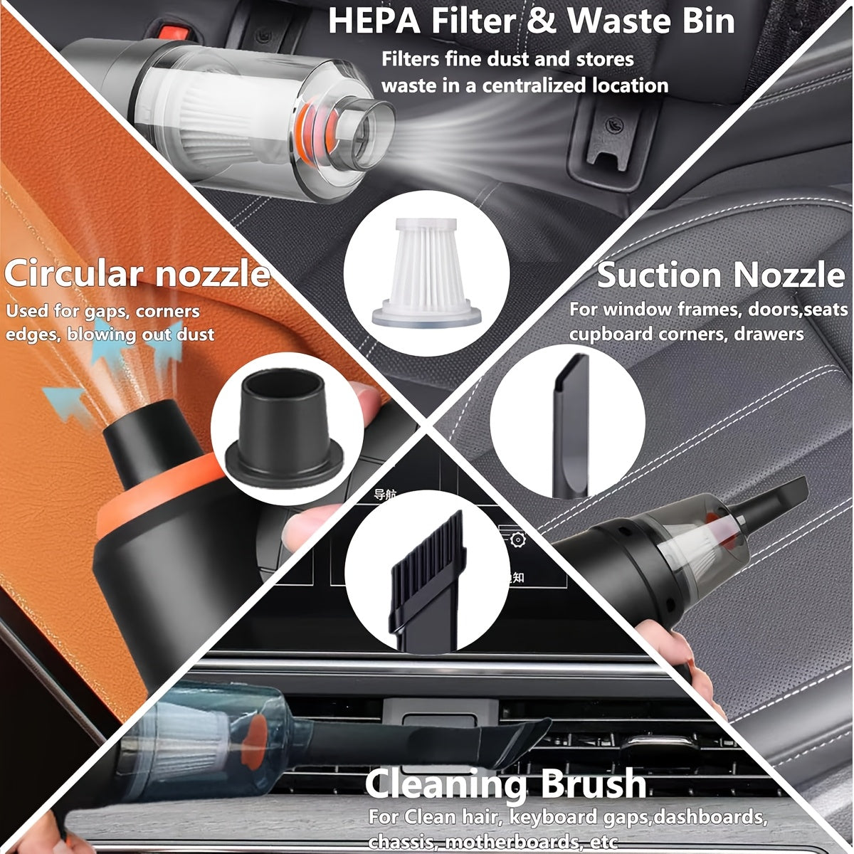 Car Vacuum Cleaner Suction Blow Portable Wireless Handheld Charging Mini Small Auto Vacuum Aspirado 2