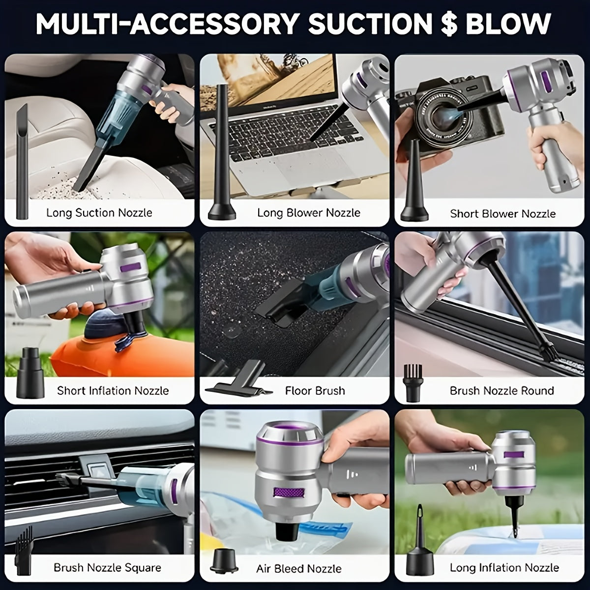 Car Vacuum Cleaner Suction Blow Portable Wireless Handheld Charging Mini Small Auto Vacuum Aspirado 5