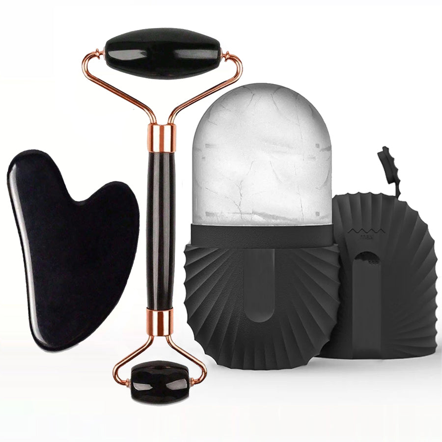 Facial Roller GuaSha Face Tool Set Ice Face Roller Facial Skincare Ice Roller Kit For Cooling Massa