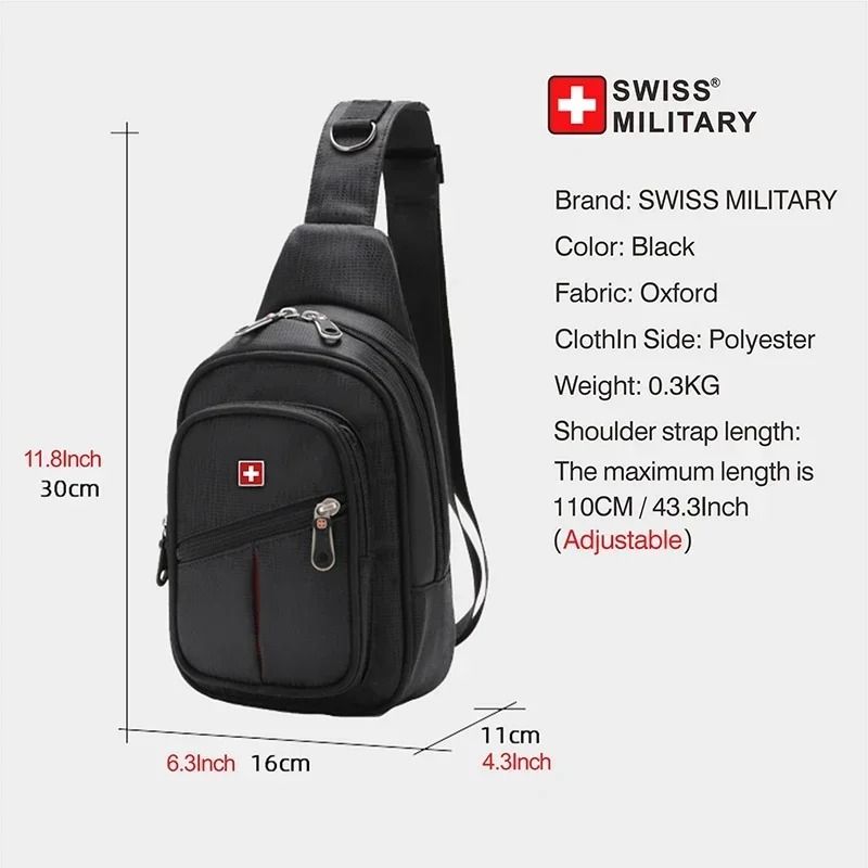 Mens Waterproof Sling Bag  Durable Oxford Chest Pack With Adjustable Strap And Multiple Compartment 2