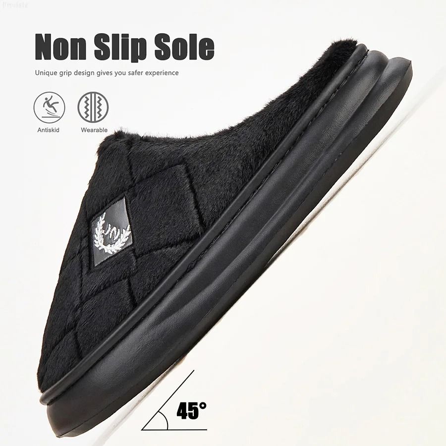 Mens Cozy Furry Plaid House Slippers Plush Warm Indoor Shoes With Memory Foam And Non Slip Sole 5