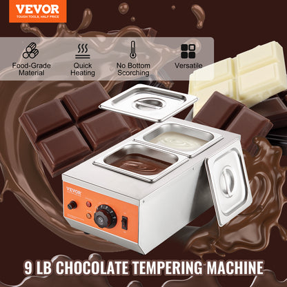 SucceBuy 2 3 Tanks Electric Chocolate Tempering Machine, Chocolate Cascade Melting Pot for Kitchen Appliance Melt Flow