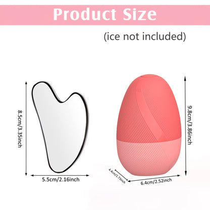 Facial Massager Ice Roller Skin Care Tool Ice Face Roller  Stainless Steel Gua Sha Tool Beauty Set  1