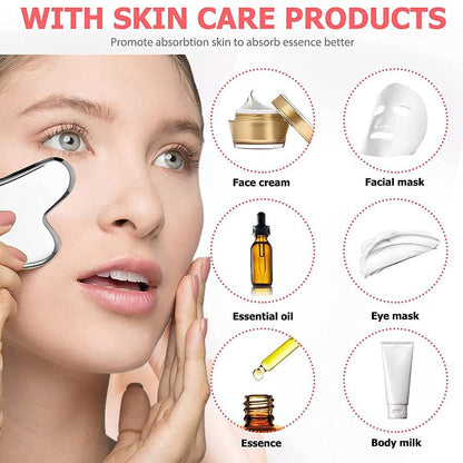 Facial Massager Ice Roller Skin Care Tool Ice Face Roller  Stainless Steel Gua Sha Tool Beauty Set  2