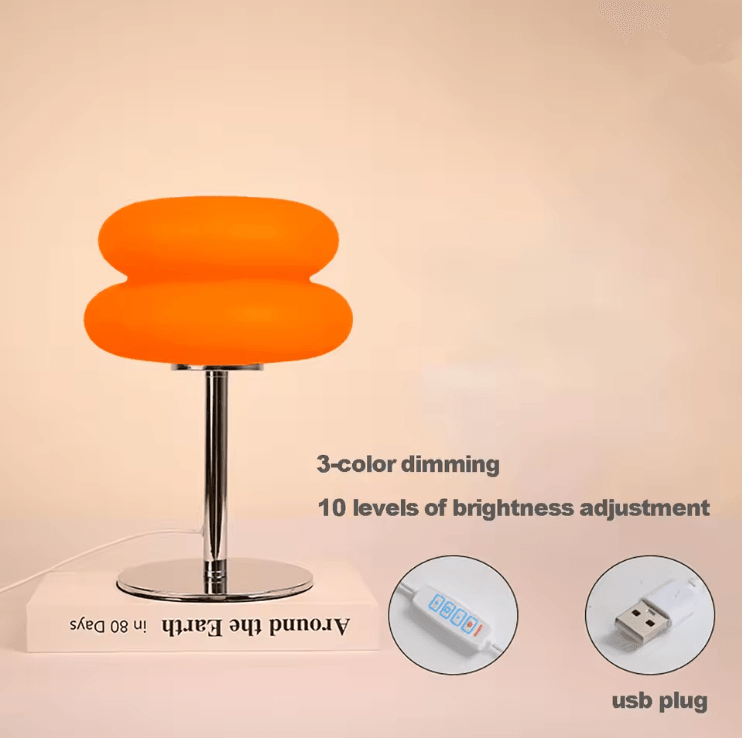 GlowEase Creamy Style Bedside Table Lamp With USB And Tri Color Dimming 2