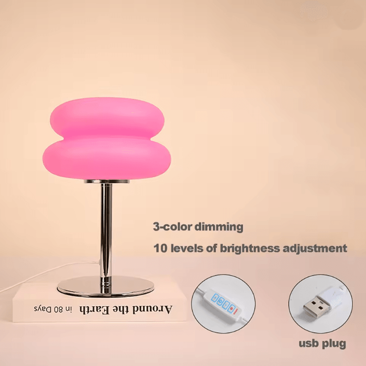 GlowEase Creamy Style Bedside Table Lamp With USB And Tri Color Dimming 3