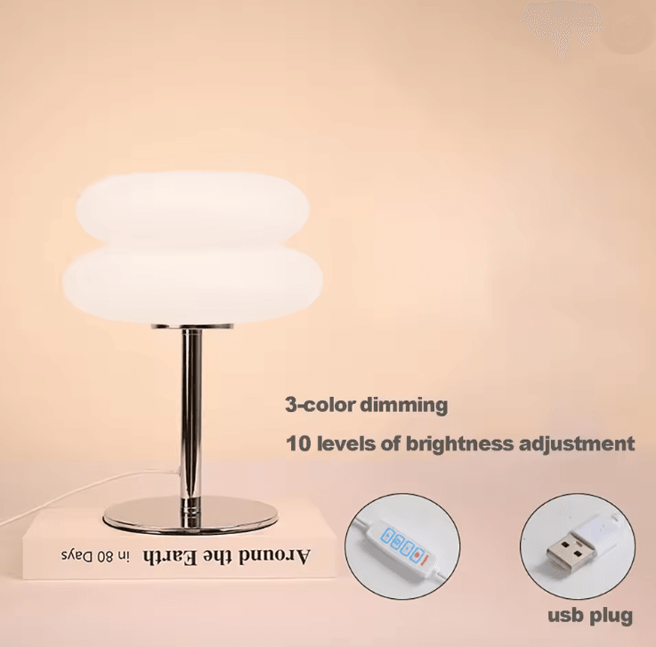 GlowEase Creamy Style Bedside Table Lamp With USB And Tri Color Dimming 4