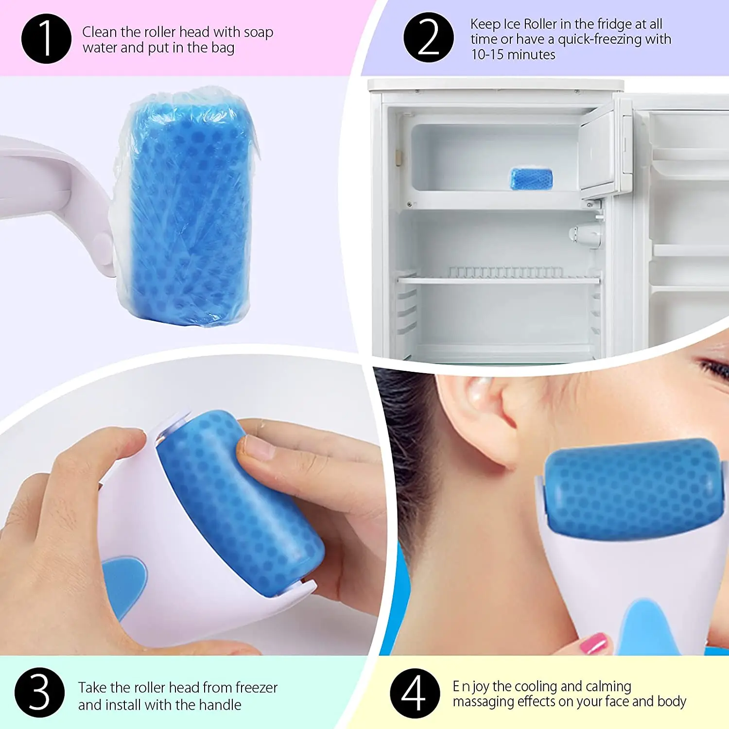 Stainless Steel Skin Cool Ice Roller Massager Relaxation Facial Massage Tool  Beauty Lifting Facial 1