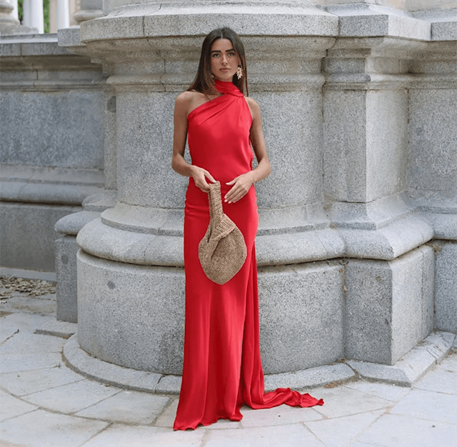 LuxeGlow Satin Ribbon Party Dress Elegant Halter Backless Summer Gown 5