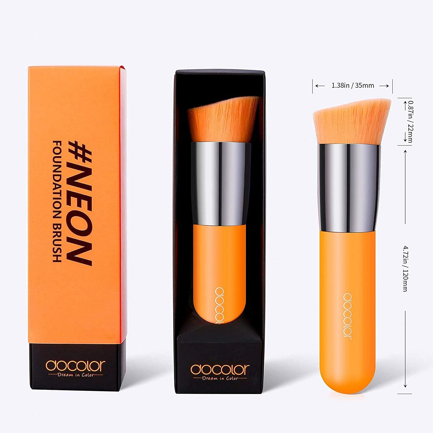 Docolor 3pcs Makeup Brushes Flat Top, Large Face Brush Foundation Brush, Professional Cosmetic Powder Makeup Brush