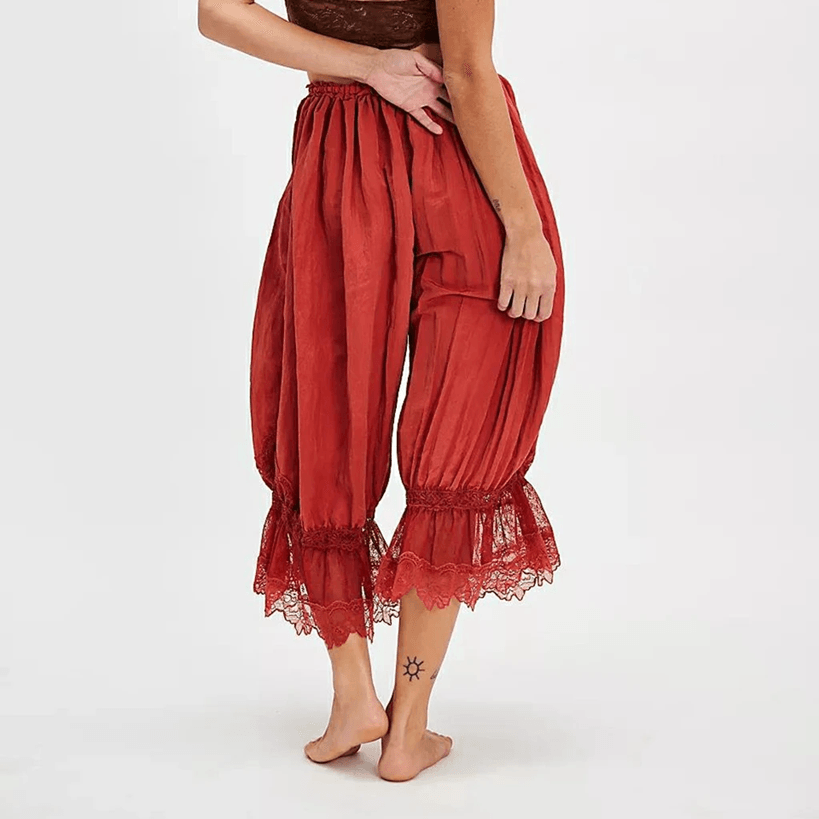 BloomEase Womens Y2K Loose Fit Cropped Pants With Lace Patchwork 4