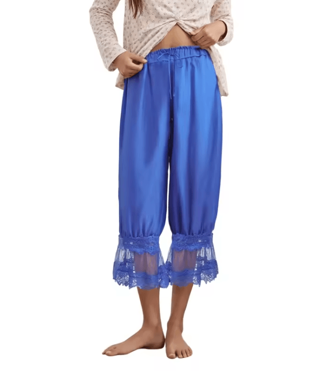 BloomEase Womens Y2K Loose Fit Cropped Pants With Lace Patchwork 6
