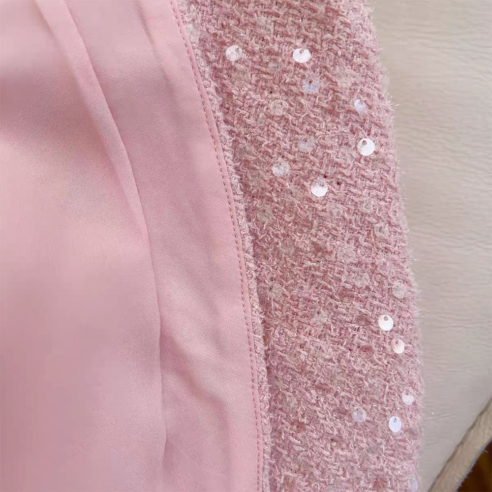 SXTHAENOO Sequins Bow Backless Sexy Mini Dress for Women, High Waist, Club Dress with Square Collar