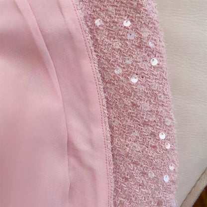 SXTHAENOO Sequins Bow Backless Sexy Mini Dress for Women, High Waist, Club Dress with Square Collar