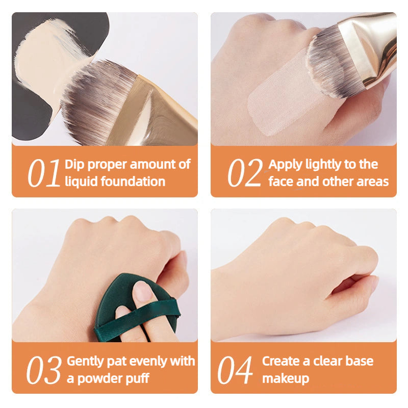 Hot Sale Flat Head Makeup Brush Quickly Apply Foundation With GECOMO Brush Smooth Easy Apply Makeup 4