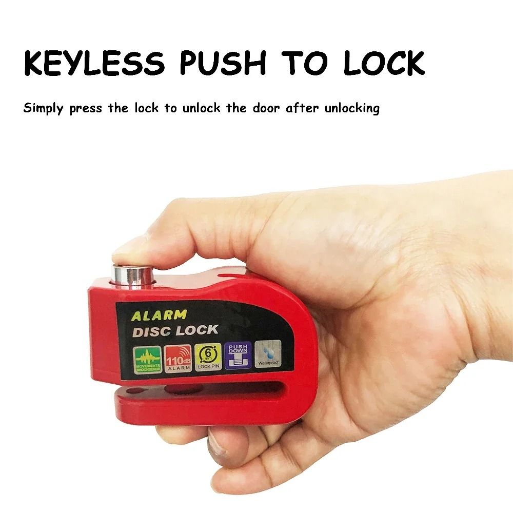 Motorcycle And Bicycle Disc Brake Lock With Alarm And Reminder Cable 1