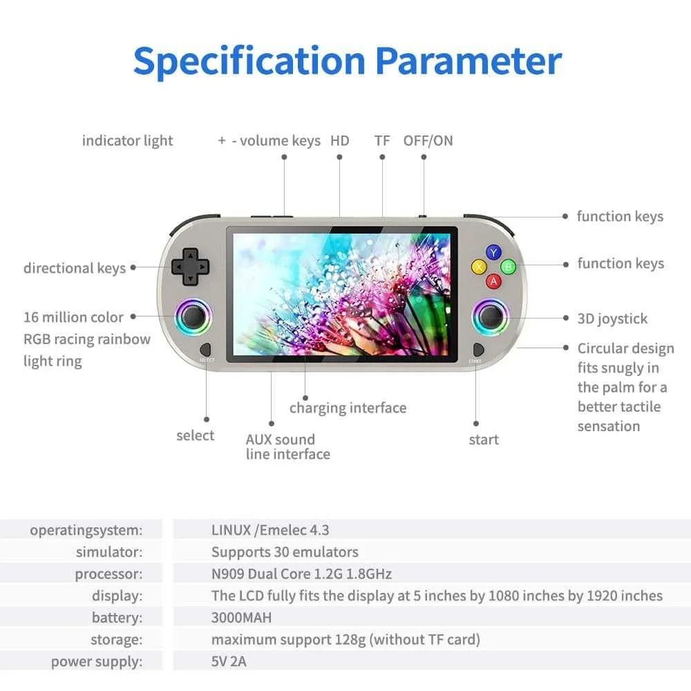 128GB Retro Handheld Video Game Console With 5 Inch IPS Screen And 20000 Built In Games 4