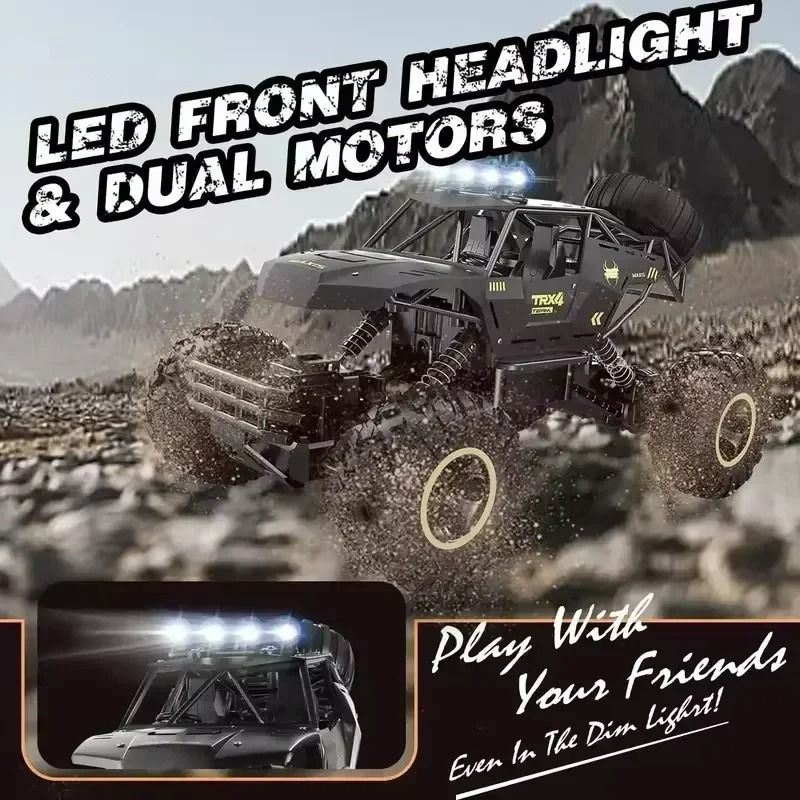 RC Off Road Monster Truck 4WD With LED Lights 24GHz Remote Control Car 5