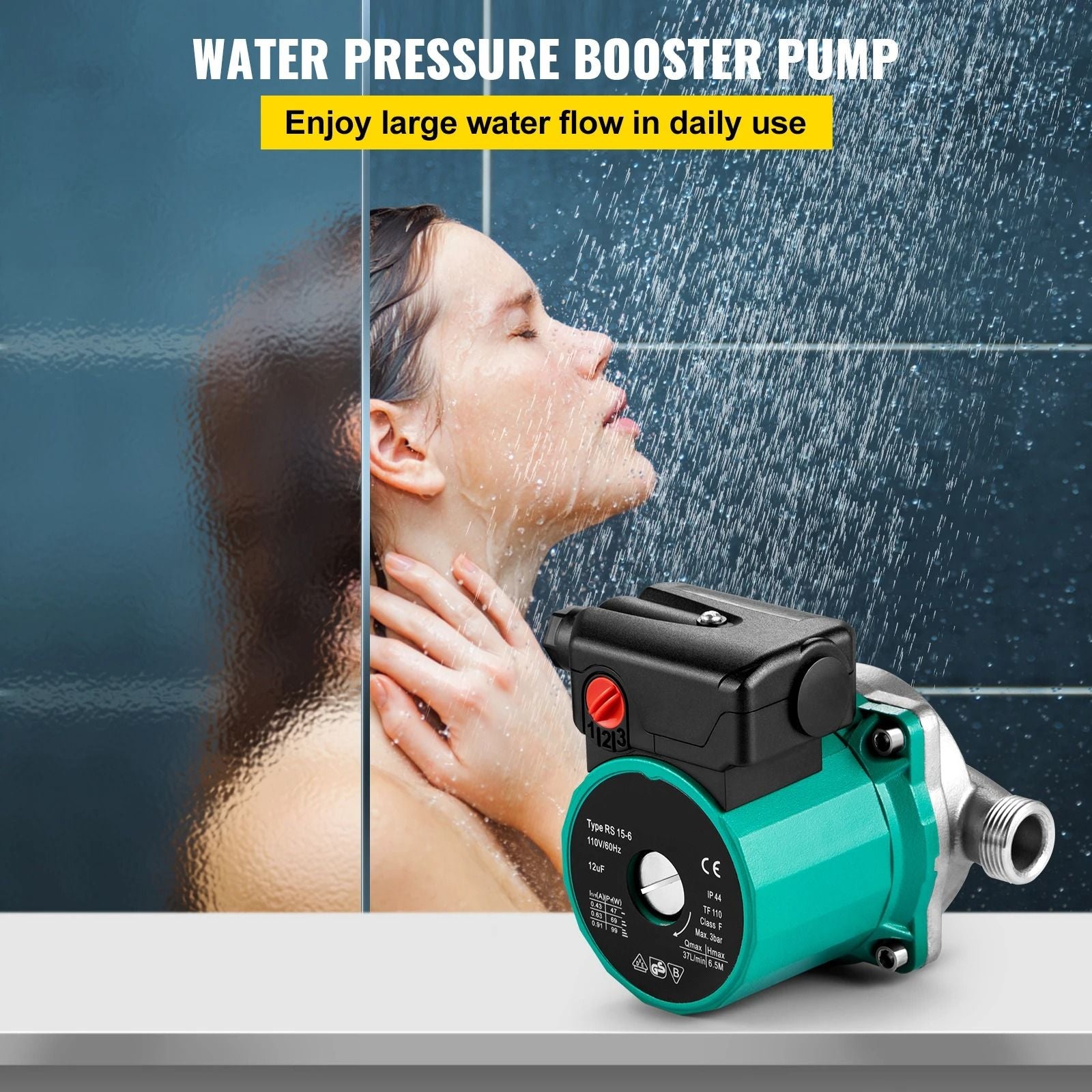Hot Water Recirculating Pump with 3 Speed Control and Brass Adapter for Water Heater Systems