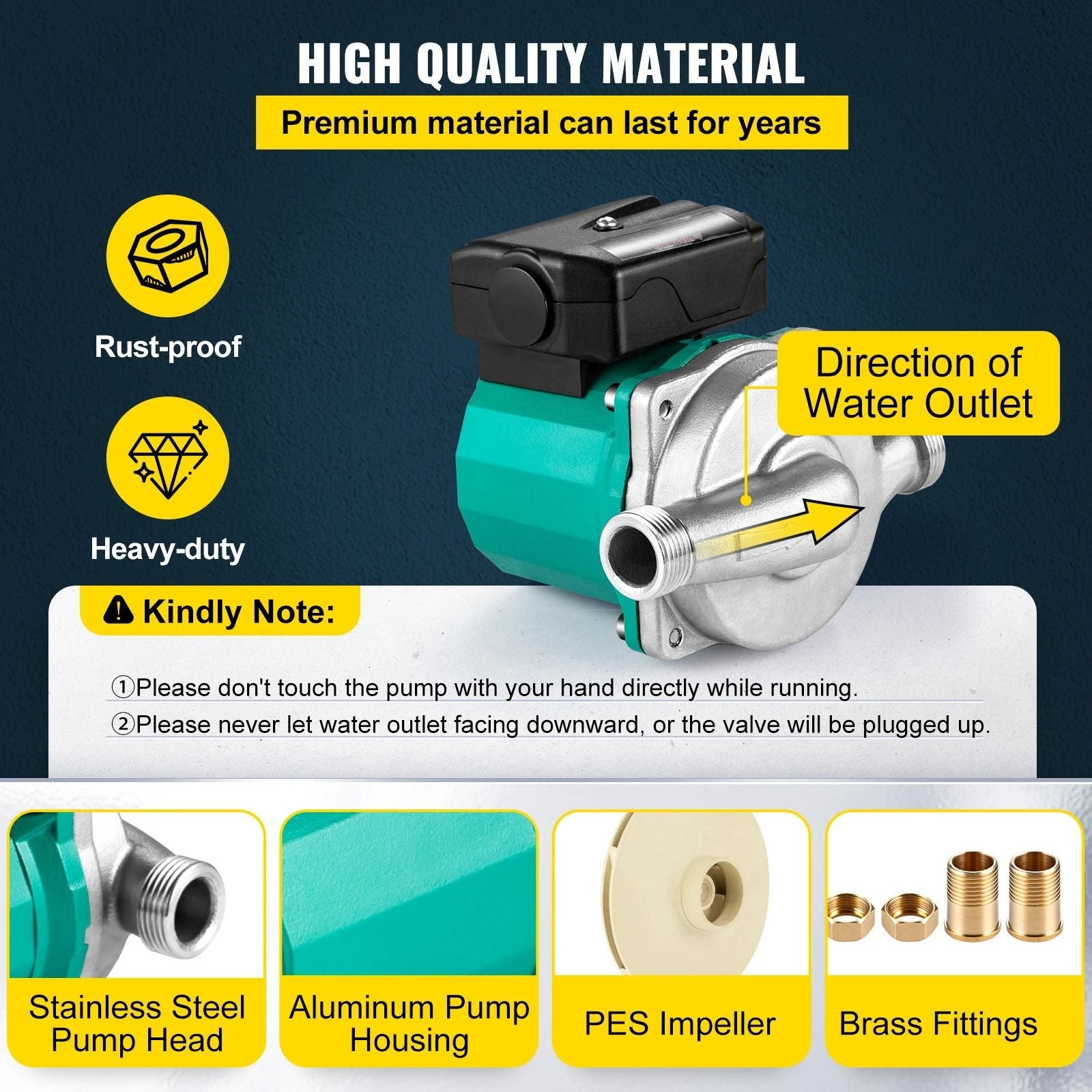 Hot Water Recirculating Pump With 3 Speed Control And Brass Adapter For Water Heater Systems 2