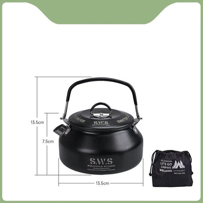Portable Outdoor Camping Kettle With Optional Spout And Complete Hiking Coffee Tea Sets 9