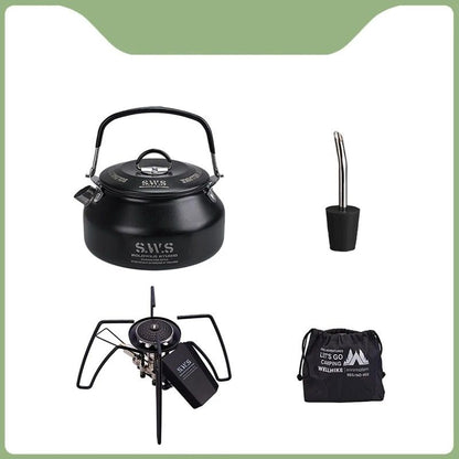 Portable Outdoor Camping Kettle With Optional Spout And Complete Hiking Coffee Tea Sets 10