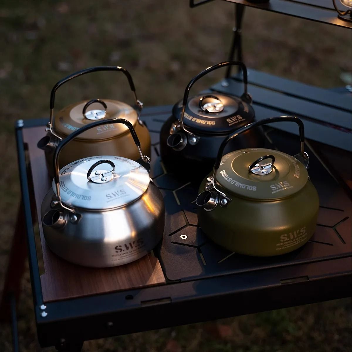 Portable Outdoor Camping Kettle with Optional Spout and Complete Hiking Coffee Tea Sets