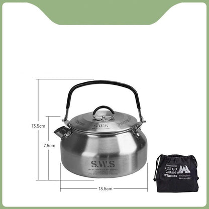 Portable Outdoor Camping Kettle With Optional Spout And Complete Hiking Coffee Tea Sets 3