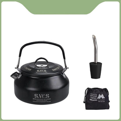 Portable Outdoor Camping Kettle With Optional Spout And Complete Hiking Coffee Tea Sets 6
