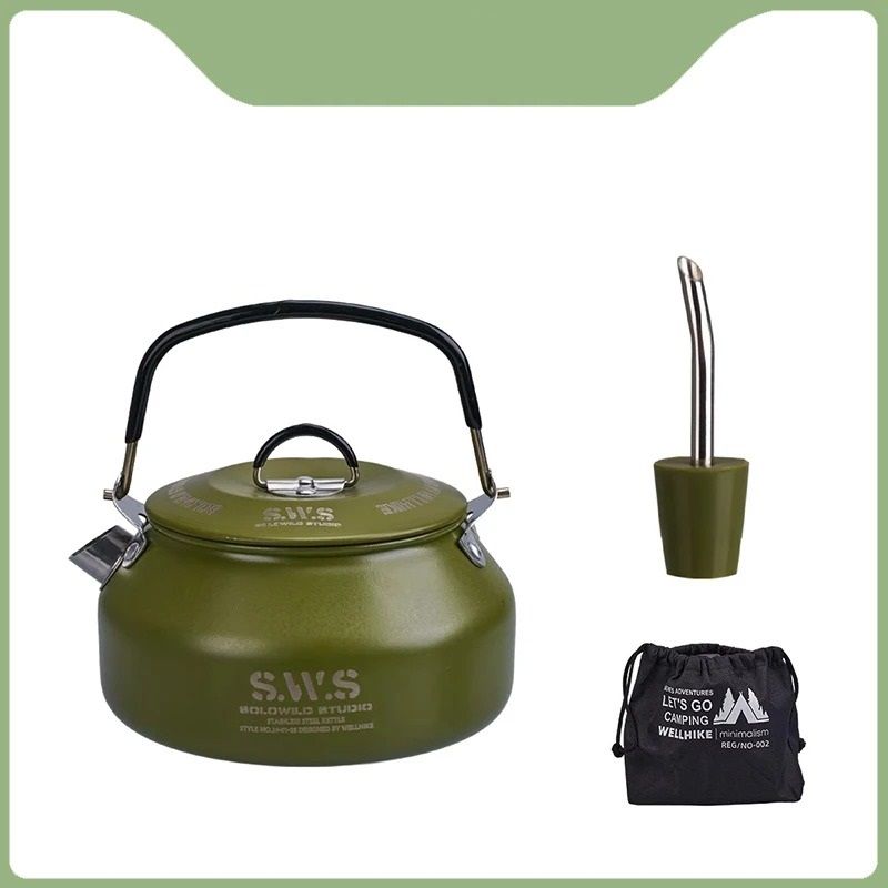 Portable Outdoor Camping Kettle With Optional Spout And Complete Hiking Coffee Tea Sets 7