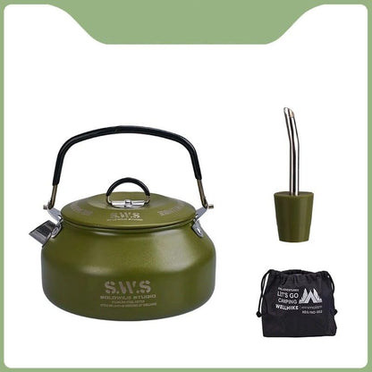 Portable Outdoor Camping Kettle With Optional Spout And Complete Hiking Coffee Tea Sets 7