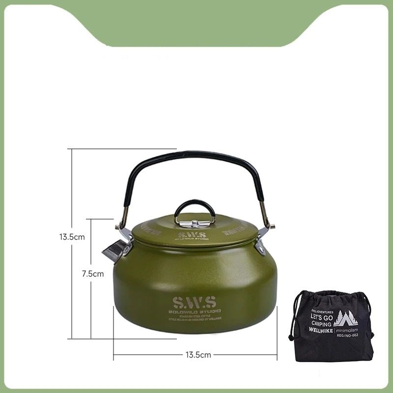 Portable Outdoor Camping Kettle With Optional Spout And Complete Hiking Coffee Tea Sets 8