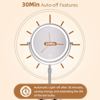 Lighted Makeup Mirror 8 Inch With 10X Magnification Adjustable Brightness And Three Color LED Light 4