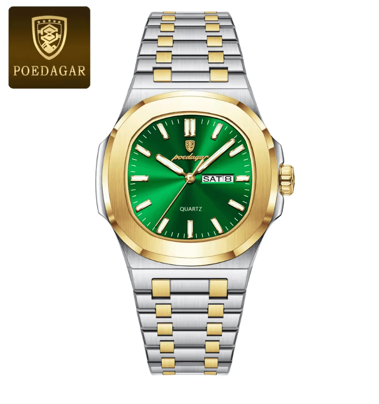 POEDAGAR Luxury Square Military Mens Watch Stainless Steel Waterproof Design 9