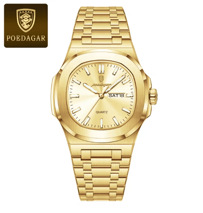 POEDAGAR Luxury Square Military Mens Watch Stainless Steel Waterproof Design 10