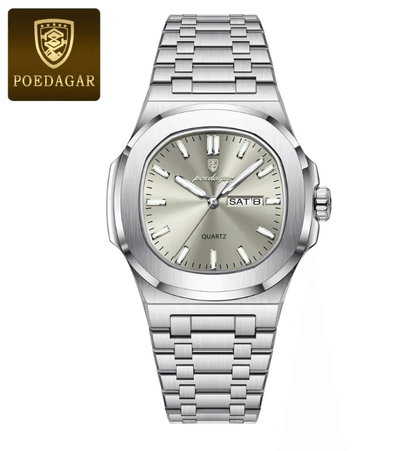 POEDAGAR Luxury Square Military Mens Watch Stainless Steel Waterproof Design 3