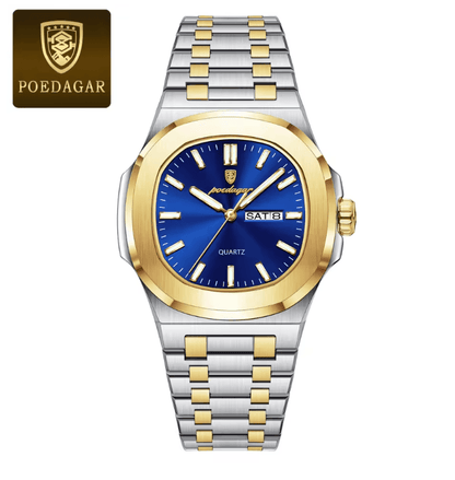 POEDAGAR Luxury Square Military Mens Watch Stainless Steel Waterproof Design 7