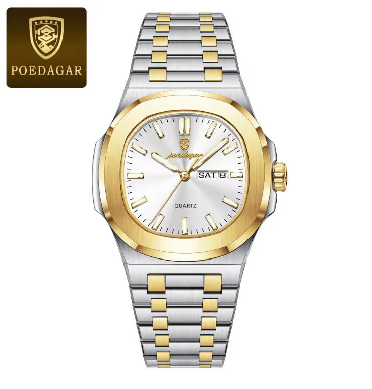 POEDAGAR Luxury Square Military Mens Watch Stainless Steel Waterproof Design 8
