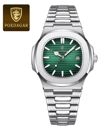 POEDAGAR Luxury Square Mens Watch Stainless Steel Waterproof Quartz Design 7