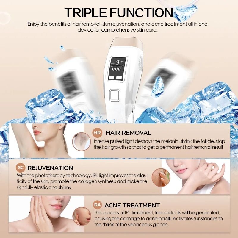 4 In 1 IPL Hair Removal Device With Cooling Acne Treatment And LCD Display 1