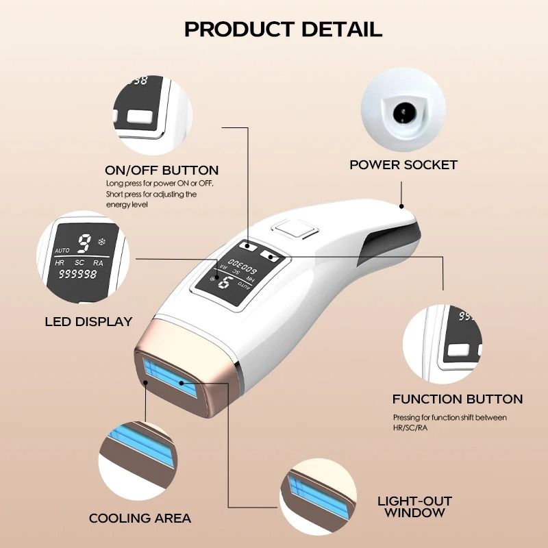 4 In 1 IPL Hair Removal Device With Cooling Acne Treatment And LCD Display 4