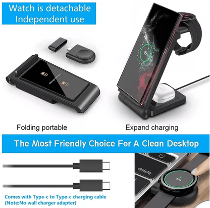 PowerDock 3 In 1 Wireless Charger For Samsung Galaxy Phones Watch And Buds 2