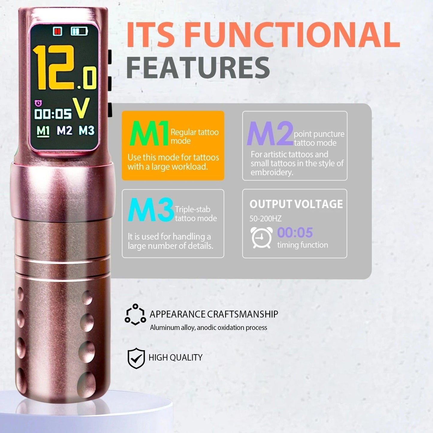Wireless Tattoo Pen With Direct Drive Motor Three Modes And IPS Display 1