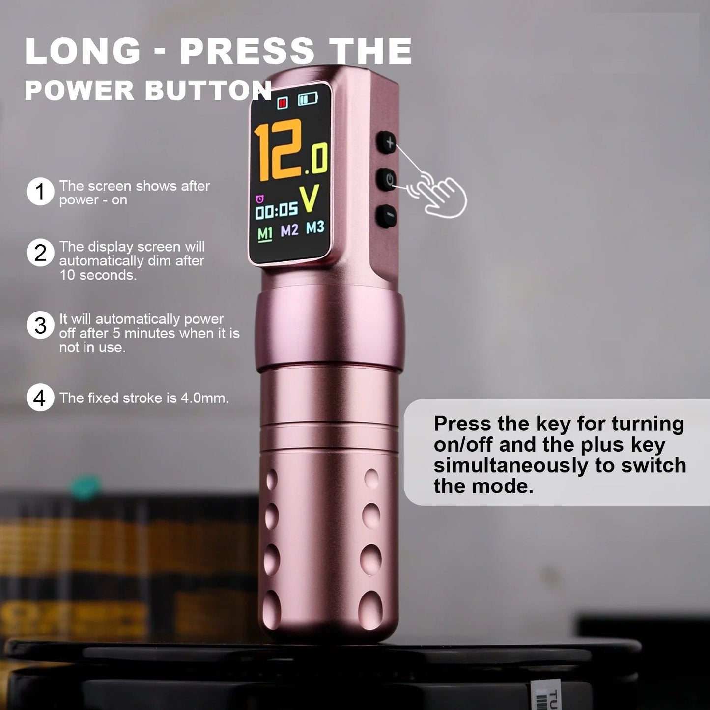 Wireless Tattoo Pen With Direct Drive Motor Three Modes And IPS Display 2
