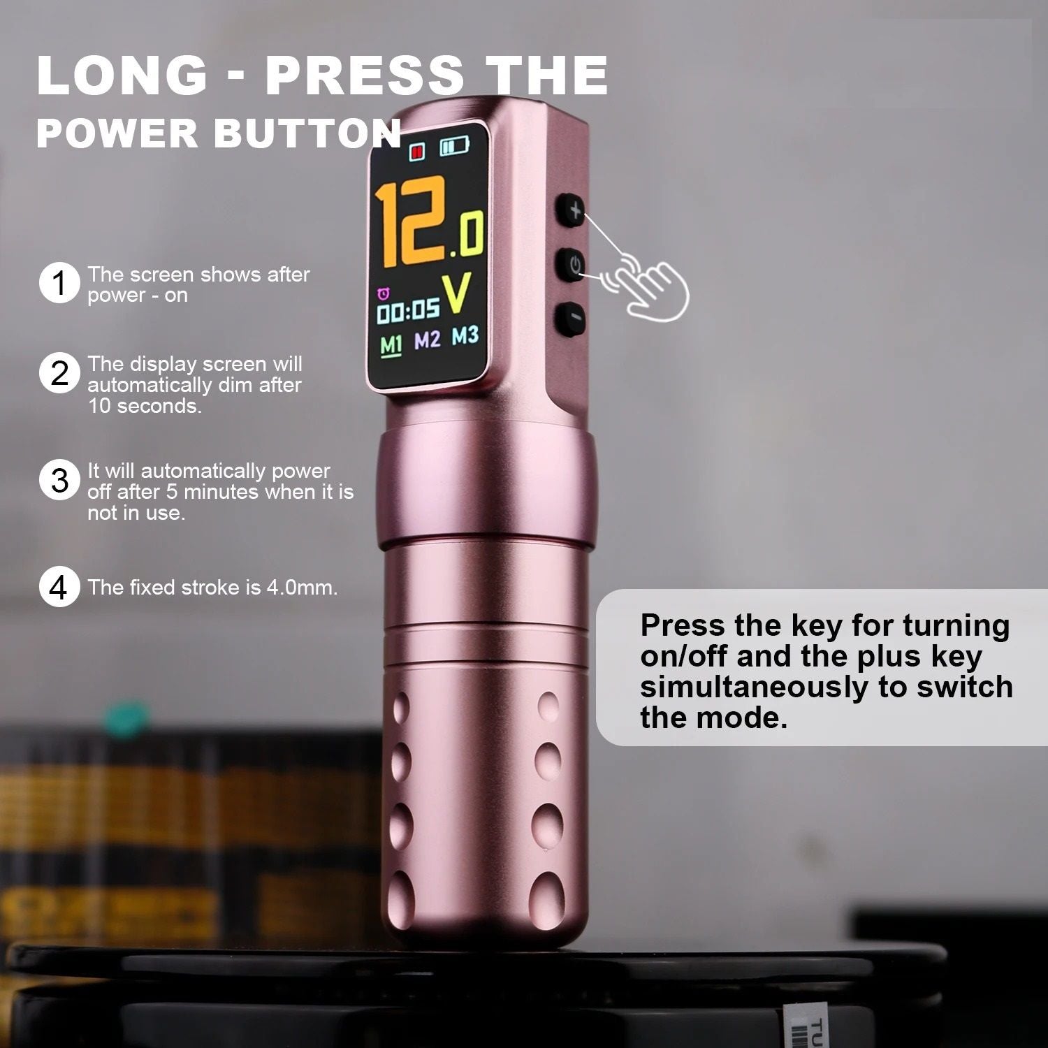 Wireless Tattoo Pen With Direct Drive Motor Three Modes And IPS Display 2