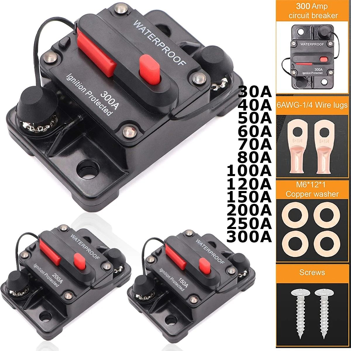 Waterproof Resettable Circuit Breaker Fuse for Car Boat RV and DC Systems